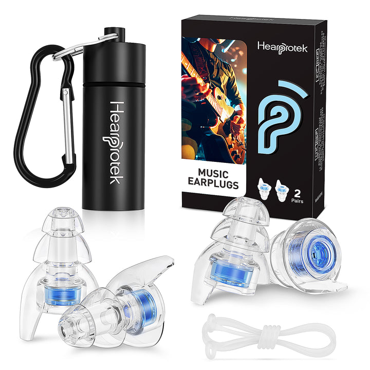 Blue Noise Reduction High Fidelity Concert Music Ear Plugs with Earplugs Cord and Case