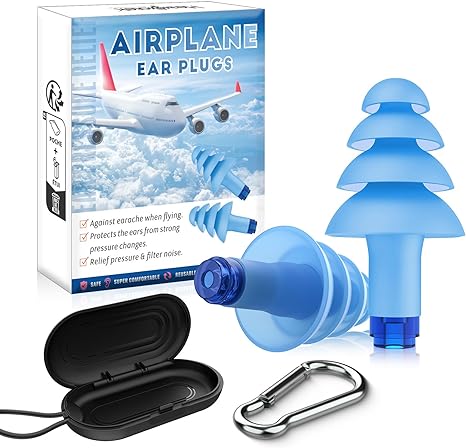 Ear Pressure Relief Earplugs, Soft Reusable Ear Plugs for Airplane Pressure with Carrying Case, Travel Essentials for Adults, Flying