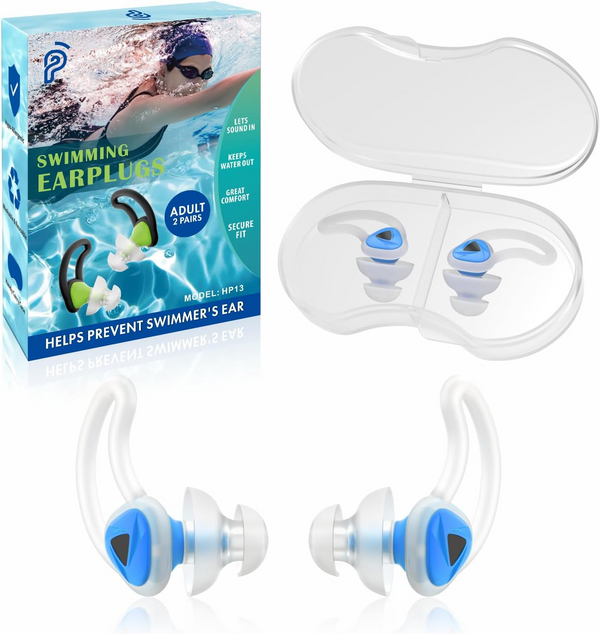 Fin-like - Hearprotek 2 Pairs Custom-fit Swimming Ear Plugs for Adults