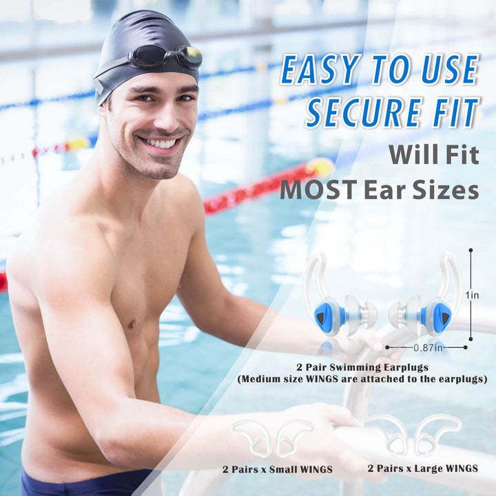 Hearprotek 2 Pairs Custom-fit Swimming Ear Plugs for Adults