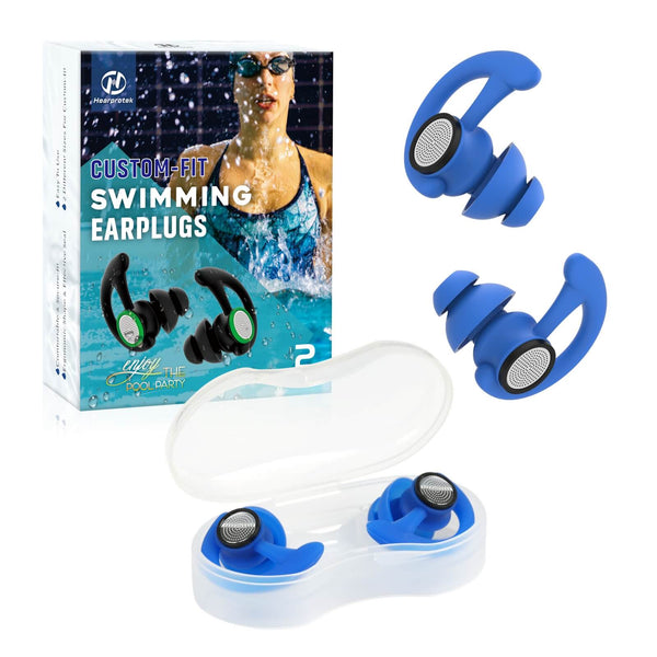 Tailored Seal - Hearprotek 2 Pairs Custom-fit Swimming Ear Plugs for Adults (Blue)